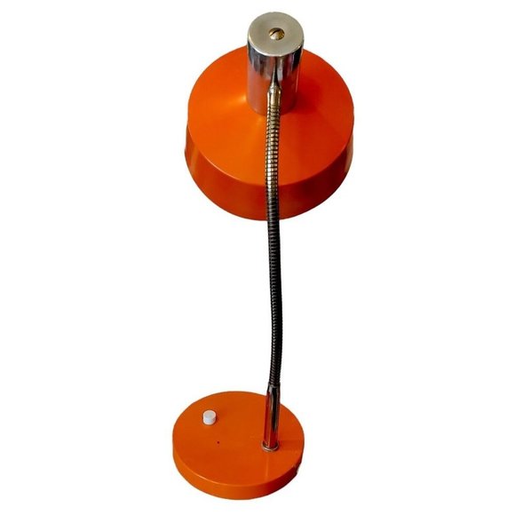 Vintage 70s Desk‎ Lamp Orange Metal Gooseneck Retro Mid Century MCM Germany - Picture 4 of 12